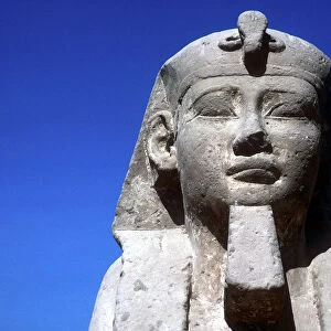 Closeup of Sphinxs head, Temple sacred to Amun Mut & Khons, Luxor, Egypt, c370 BC
