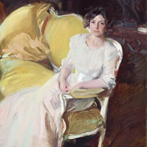 Clotilde Sitting on a Sofa, 1910. Creator: Sorolla y Bastida, Joaquin (1863-1923)