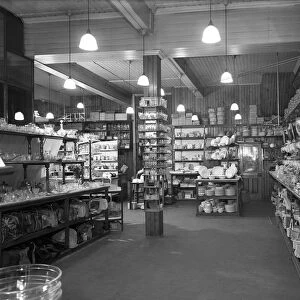 Co-op store showing a sales receipt transfer system, Barnsley, South Yorkshire, 1955