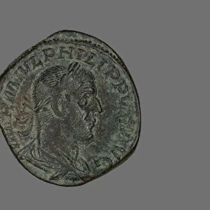 Coin Portraying Philip the Arab, 244-249. Creator: Unknown