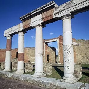 Columns of the colonnade around the forum in Pompeii, 1st century