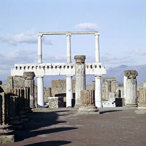 Columns of the Colonnade round the Forumdanc, Pompeii, Italy