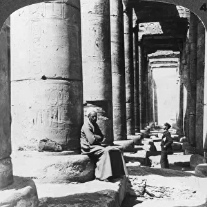 Columns of the great temple of Sethos I, Abydos, Egypt, 1905. Artist: Underwood & Underwood
