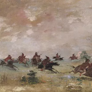 Comanche War Party, Mounted on Wild Horses, 1834-1837. Creator: George Catlin