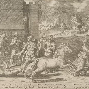 The combat of Hector and Achilles, and Achilles dragging the body of Hector around