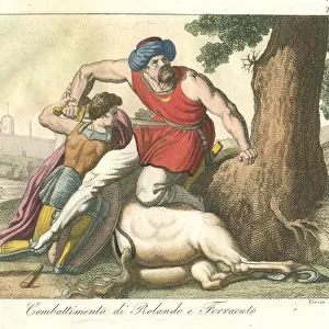 Combat between Roland and Ferragus, c1820. Artist: Antonio Verico