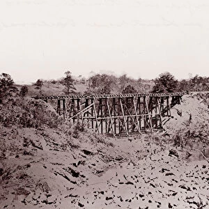Confederate Trestle Work on Alexandria Railroad, 1861-65. Creator: Andrew Joseph Russell