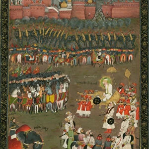 The conquest of Golkonda by Mughal emperor Aurangzeb in 1687, ca 1760. Artist: Indian Art