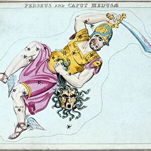 Constellation of Perseus, showing him carrying the head of Medusa, c1820