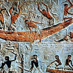 Construction of a boat, wall relief, Saqqara, Egypt