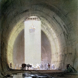 Construction of the Kilsby Tunnel on the London & Birmingham Railway, 8 July 1839. Artist: John Cooke Bourne