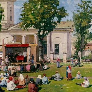 The Cooperation Day in a village, 1926. Artist: Tcheptsov, Yefim Mikhailovich (1875-1950)