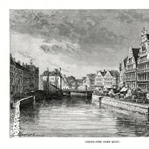 The Corn Quay, Ghent, Flanders, Belgium, 1879. Artist: Charles Barbant