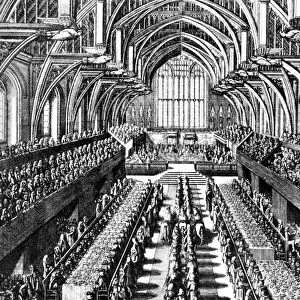 The coronation ceremony of James II in Westminster Hall, London, 1685 (c1905)
