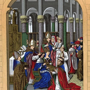 Coronation of Charles V, King of France, 14th century, (1870). Artist: Franz Kellerhoven