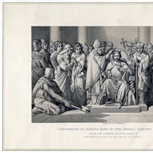Coronation of Harold King of the Anglo-Saxons, 1066, (19th century). Artist: W Ridgway