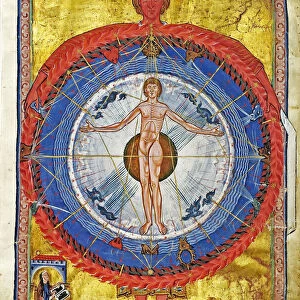 The Cosmic Spheres and Human Being. (Vision from Liber Divinorum Operum), ca 1220-1230