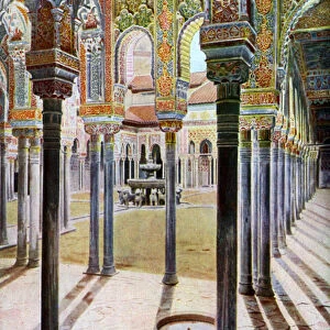Court of the Lions, the Alhambra, Granada, Andalusia, Spain, c1924