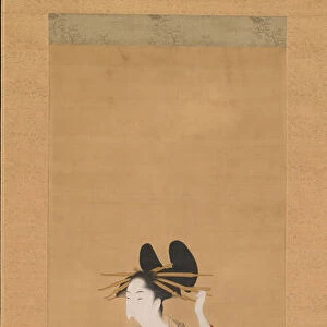 Courtesan with a Letter in Her Mouth, 1756-1815. Creator: Hosoda Eishi