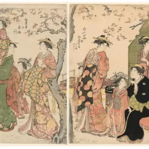 Courtesans and Their Child Attendants under Blossoming Cherry Trees, 1785