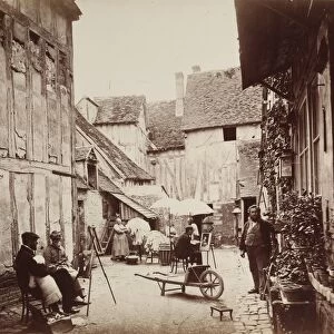 Courtyard with Painters, late 1860s. Creator: Unidentified Photographer