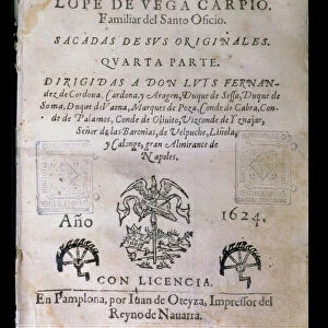 Cover Doce comedias (Twelve comedies) by Lope de Vega, published in 1624 in Pamplona