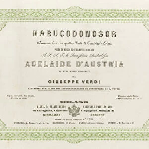 Cover of the score of the opera Nabucco by Giuseppe Verdi, 1842