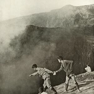 At the Craters Brink, Aso-San, 1910. Creator: Herbert Ponting