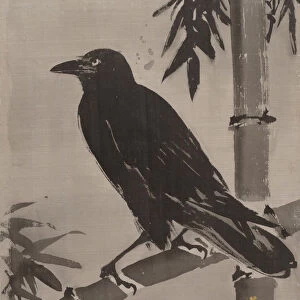 Crow on a Bamboo Branch, ca. 1887. Creator: Kawanabe Kyosai