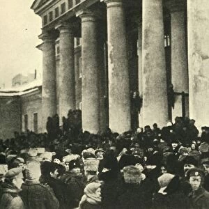 Crowds in front of the Duma, Petrograd, Russia, 1917, (c1920). Creator: Unknown