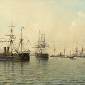 Cruisers Minin and Kronstadt. Artist: Blinov, Leonid Demyanovich (1868-1903)