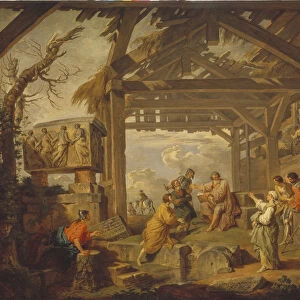 Cumaean Sibyl prophesied the Birth of Christ, 1738. Artist: Panini, Giovanni Paolo (1691-1765)