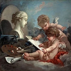 Cupids, allegory of painting, 1760s. Artist: Francois Boucher
