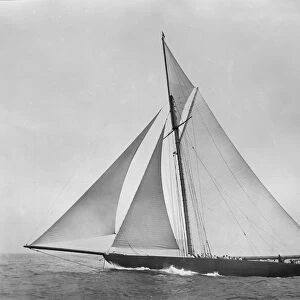 The cutter Shamrock beating to windward. Creator: Kirk & Sons of Cowes
