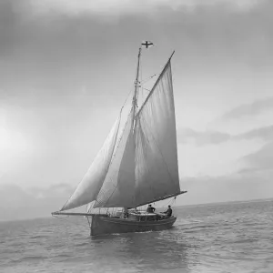 The cutter Sophie sailing upwind. Creator: Kirk & Sons of Cowes The cutter Sophie sailing upwind. Creator: Kirk & Sons of Cowes