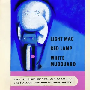 Cyclists - make sure you can be seen in the blackout, WWII road safety poster, between 1939-1946 Cyclists - make sure you can be seen in the blackout, WWII road safety poster, between 1939-1946