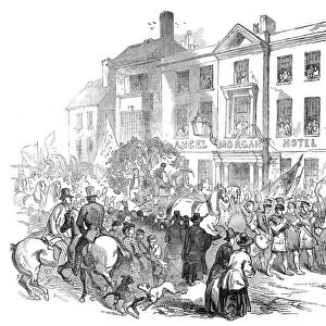 The Cymreigyddion Festival - the procession through Abergavenny, 1845. Creator: Smyth