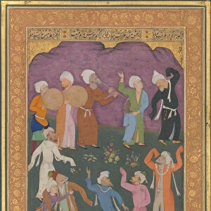 Dancing Dervishes, Folio from the Shah Jahan Album, recto: ca. 1610; verso: ca. 1530-50