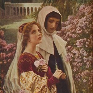 Dante Aligheri - Dante and Beatrice in the Garden, c1925. Artist: Cesar Saccagi