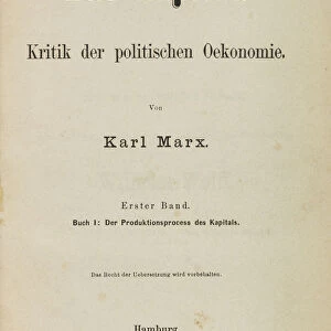 Das Kapital. A Critique of Political Economy by Karl Marx. First edition of Volume I, 1867
