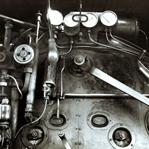 Dashboard of a steam train engine