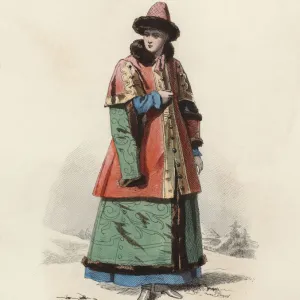 Daughter of Boyar Great Duke of Moscow in the Modern Age, color engraving 1870