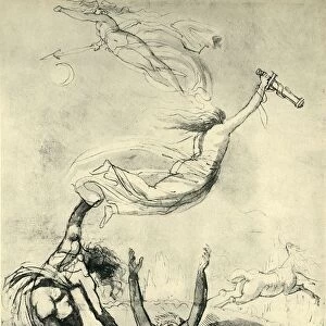 Dead hero with goddesses, 1778, (1943). Creator: Henry Fuseli