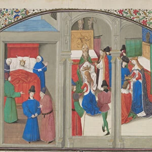 Death of Baldwin IV. Coronation of Guy of Lusignan. Miniature from the Historia by William of Tyre, 1460s. Artist: Anonymous