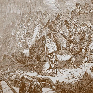 Death of General Gudin at the Battle of Valutino, 1830s. Artist: Philippoteaux, Henri Felix Emmanuel (1815-1884)