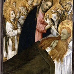 Death of Santa Maria Magdalena, detail of the altarpiece, colored painting in tempera on wood