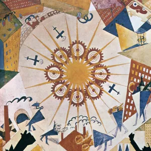 Decor design for Mystery Bouffe, 1919. Artist: Vladimir Mayakovsky