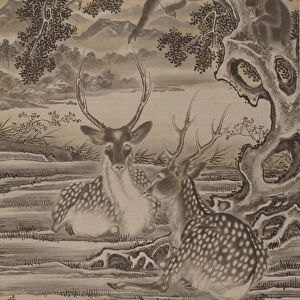 Deer and Monkeys, ca. 1887. Creator: Kawanabe Kyosai