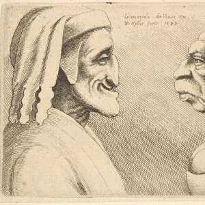 Two deformed heads (the figure on the left is possibly a caricature of Dante), 1645
