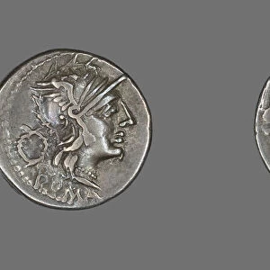 Denarius (Coin) Depicting the Goddess Roma, 128 BCE. Creator: Unknown